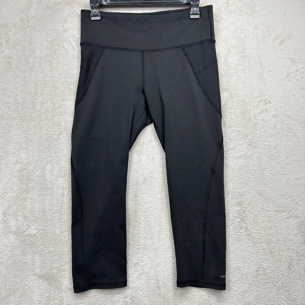 Athleta Womens Stealth Capri Crop Stretch Black Athletic Workout Leggings Sz M
